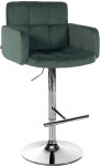 Barová židle Pompe samet chrom, tmavě zelená