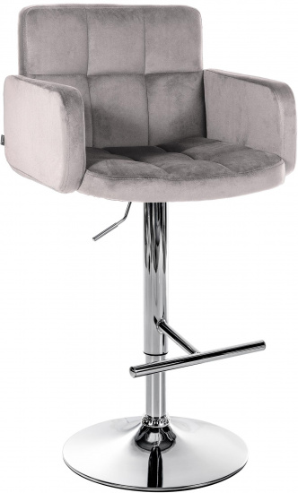 Barová židle Pompe samet chrom, šedá
