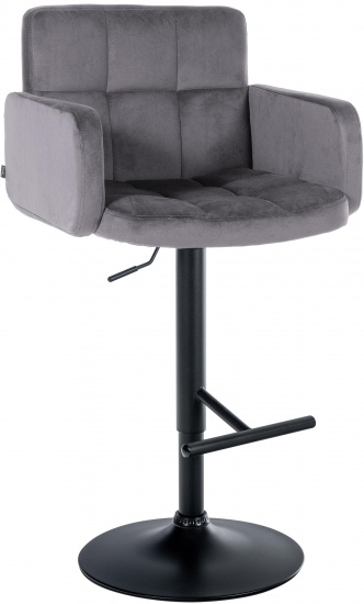 Barová židle Pompe samet černá, tmavě šedá