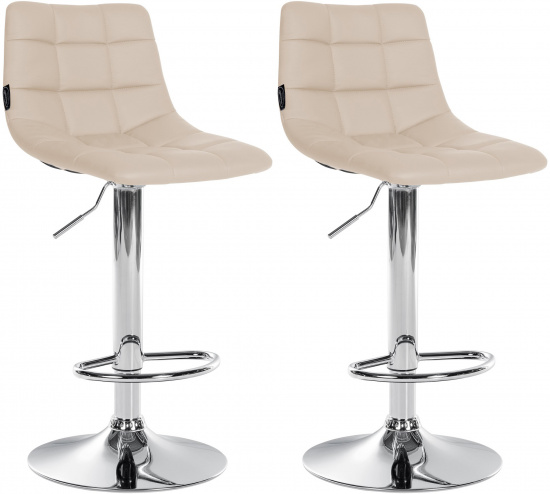 2 ks / set barová židle Jeny syntetická kůže, chrom, krémová