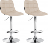 2 ks / set barová židle Jeny syntetická kůže, chrom, krémová