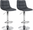 2 ks / set barová židle Jeny syntetická kůže, chrom, šedá