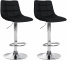 2 ks / set barová židle Jeny syntetická kůže, chrom, černá