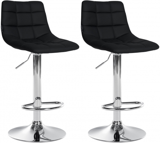 2 ks / set barová židle Jeny syntetická kůže, chrom, černá