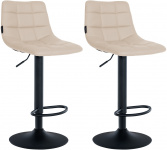 2 ks / set barová židle Jeny syntetická kůže, černá, krémová