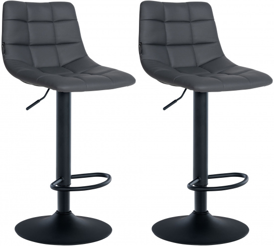 2 ks / set barová židle Jeny syntetická kůže, černá, šedá