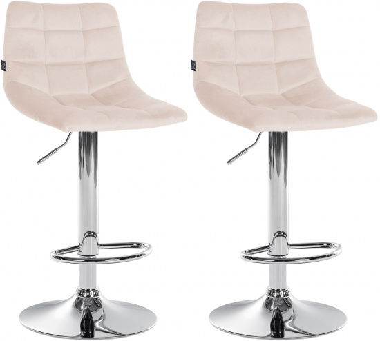 2 ks / set barová židle Jeny samet chrom, béžová