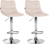 2 ks / set barová židle Jeny samet chrom, béžová