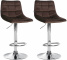 2 ks / set barová židle Jeny samet chrom, hnědá