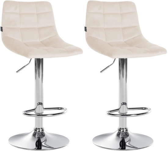 2 ks / set barová židle Jeny samet chrom, krémová