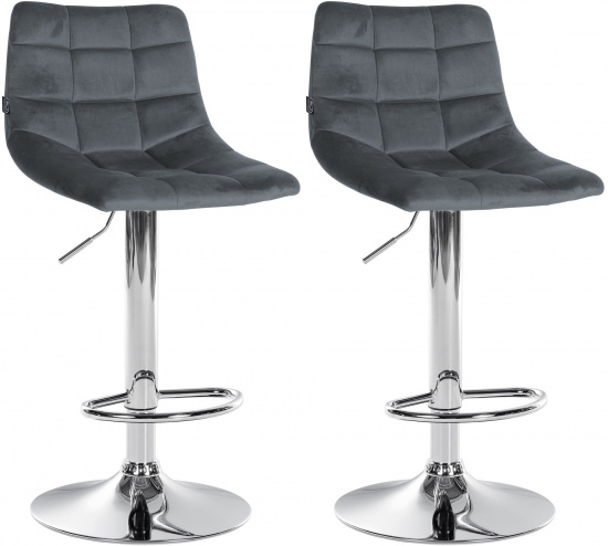 2 ks / set barová židle Jeny samet chrom, tmavě šedá