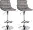 2 ks / set barová židle Jeny samet chrom, šedá
