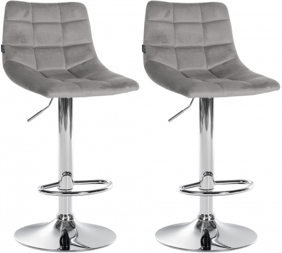2 ks / set barová židle Jeny samet chrom, šedá