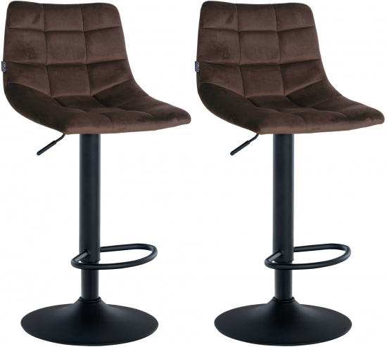 2 ks / set barová židle Jeny samet černá, hnědá