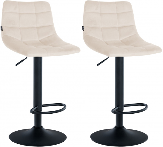 2 ks / set barová židle Jeny samet černá, krémová