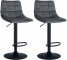 2 ks / set barová židle Jeny samet černá, tmavě šedá