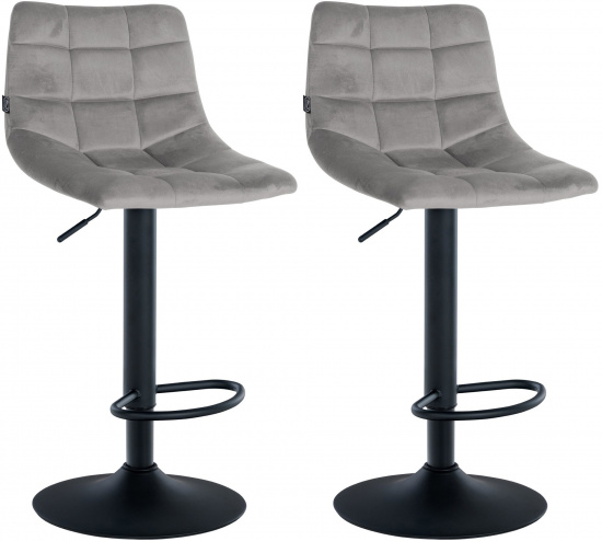 2 ks / set barová židle Jeny samet černá, šedá