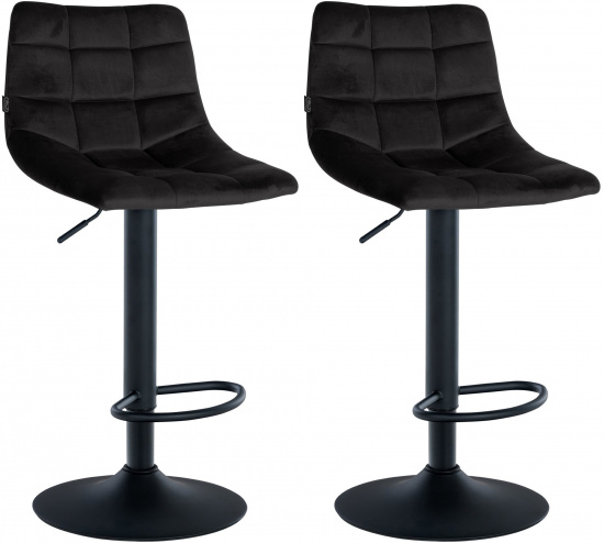 2 ks / set barová židle Jeny samet černá, černá