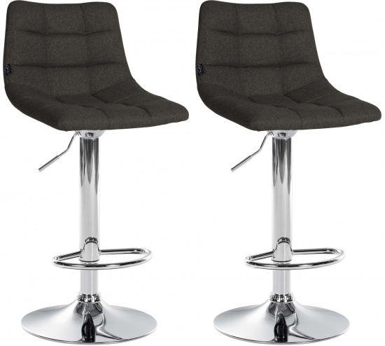 2 ks / set barová židle Jeny látkový potah, chrom, tmavě šedá