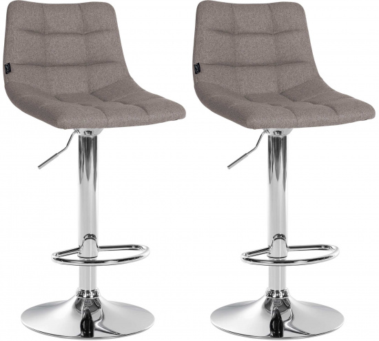 2 ks / set barová židle Jeny látkový potah, chrom, šedá