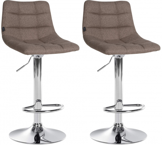 2 ks / set barová židle Jeny látkový potah, chrom, taupe