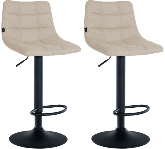 2 ks / set barová židle Jeny látkový potah, černá, krémová
