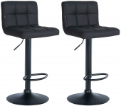 2 ks / set barová židle Nefi syntetická kůže, černá, černá