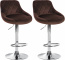 2 ks / set barová židle Lazio samet chrom, hnědá