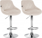 2 ks / set barová židle Lazio samet chrom, krémová