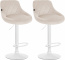2 ks / set barová židle Lazio samet bílá, krémová
