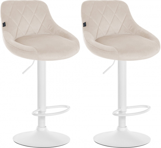 2 ks / set barová židle Lazio samet bílá, krémová