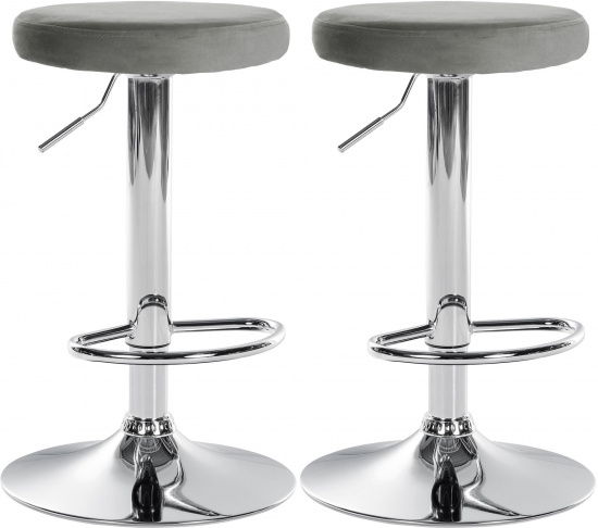 2 ks / set barová židle Lenti samet chrom, šedá