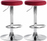 2 ks / set barová židle Lenti samet chrom, červená