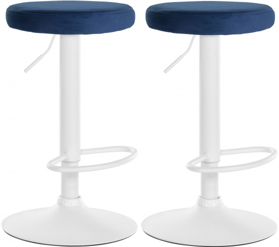 2 ks / set barová židle Lenti samet bílá, modrá