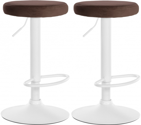 2 ks / set barová židle Lenti samet bílá, hnědá