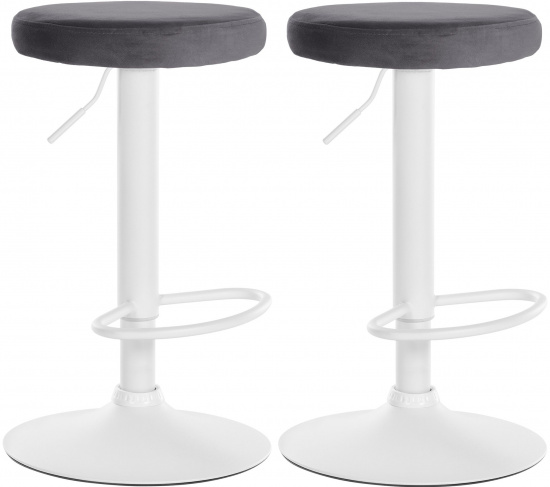 2 ks / set barová židle Lenti samet bílá, tmavě šedá