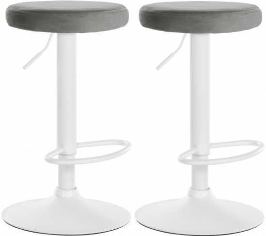 2 ks / set barová židle Lenti samet bílá, šedá