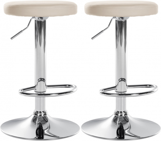 2 ks / set barová židle Lenti syntetická kůže, chrom, krémová