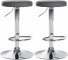 2 ks / set barová židle Lenti syntetická kůže, chrom, šedá
