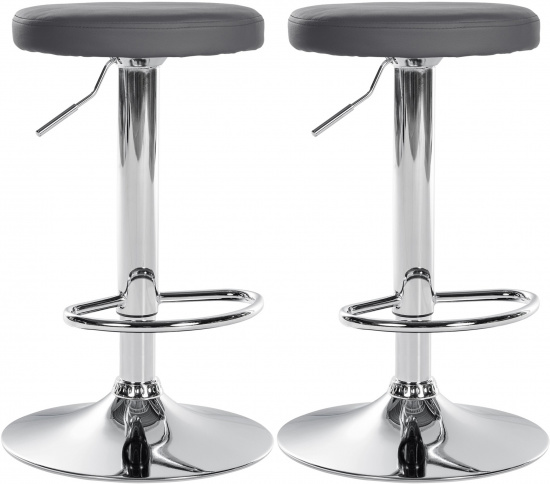 2 ks / set barová židle Lenti syntetická kůže, chrom, šedá