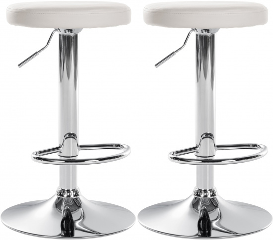 2 ks / set barová židle Lenti syntetická kůže, chrom, bílá
