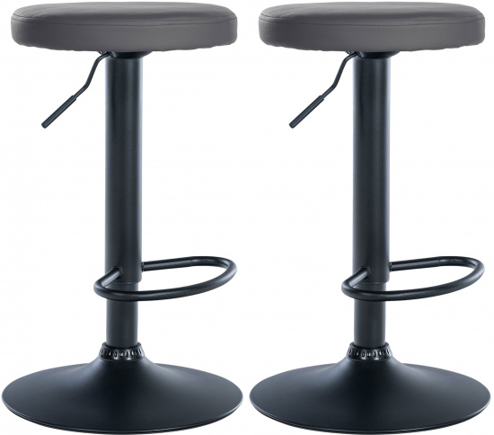 2 ks / set barová židle Lenti syntetická kůže, černá, šedá