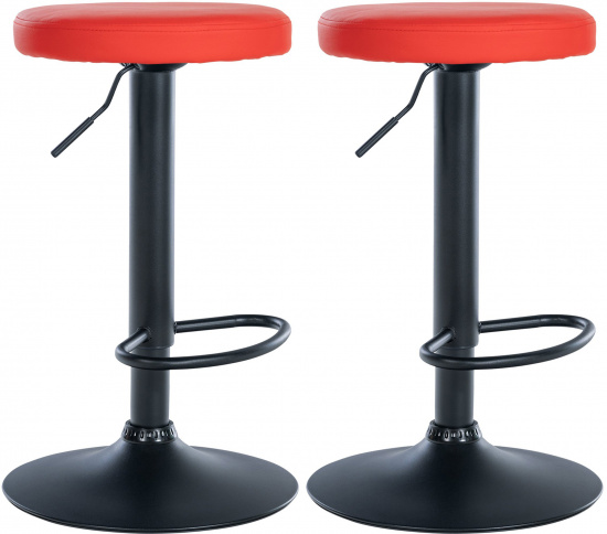 2 ks / set barová židle Lenti syntetická kůže, černá, červená