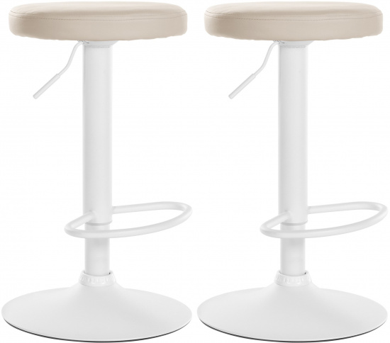 2 ks / set barová židle Lenti syntetická kůže, bílá, krémová