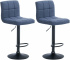 2 ks / set barová židle Dina látkový potah, černá, modrá
