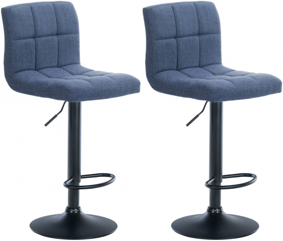 2 ks / set barová židle Dina látkový potah, černá, modrá
