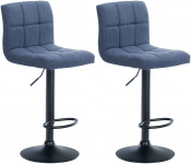 2 ks / set barová židle Dina látkový potah, černá, modrá