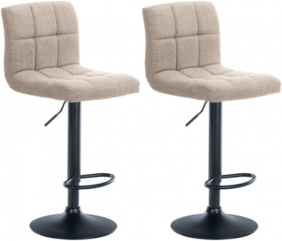 2 ks / set barová židle Dina látkový potah, černá, krémová