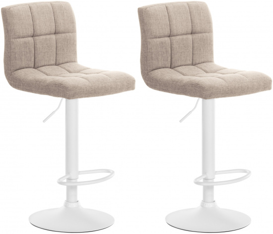 2 ks / set barová židle Dina látkový potah, bílá, krémová