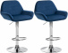 2 ks / set barová židle Braga samet chrom, modrá